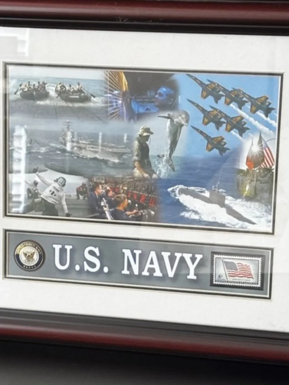 USPS U.S. Navy Framed Stamp Military Patriotic Wall Art